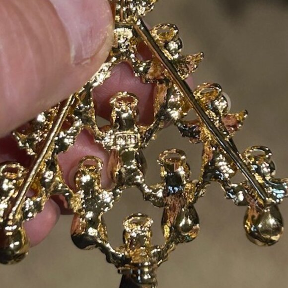 HOLIDAY🎄🎄EISENBERG ICE Sparkly Gold Rhinestone Christmas Tree BROOCH - Picture 9 of 10